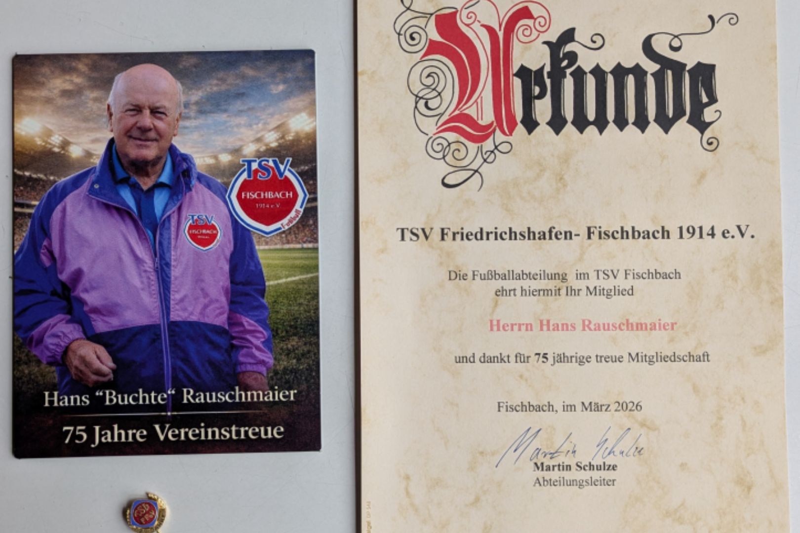 Hans Rauschmaier - 75 Jahre Mitgliedschaft beim TSV Fischbach